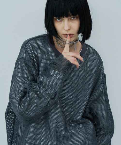 「AIVER」 長袖シャツ SMALL ダークグレー メンズ_画像6