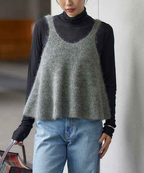 IENA ベスト ジレ 「WEB限定/追加」モヘヤミックスフレアタンク