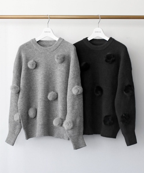 「ELFRANK」 長袖ニット FREE ブラック レディース_画像2