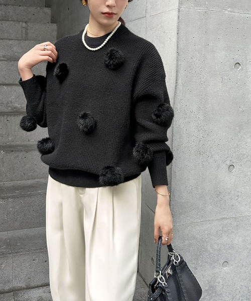 「ELFRANK」 長袖ニット FREE ブラック レディース_画像7