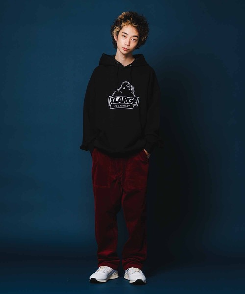 「XLARGE」 プルオーバーパーカー X-LARGE ネイビー メンズ_画像9