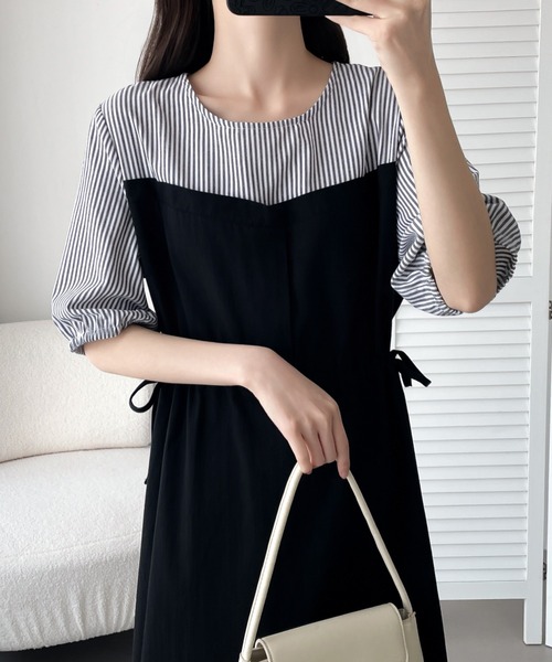「ABITOKYO」 半袖ワンピース X-LARGE ブラック レディース_画像4