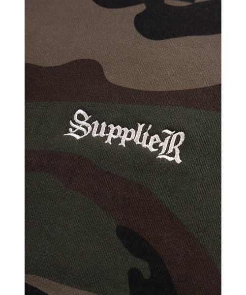 パーカー ジップフーディ｜Camouflage Cross Leather Patch Zip Hoodie｜SUPPLIER メンズ レディース