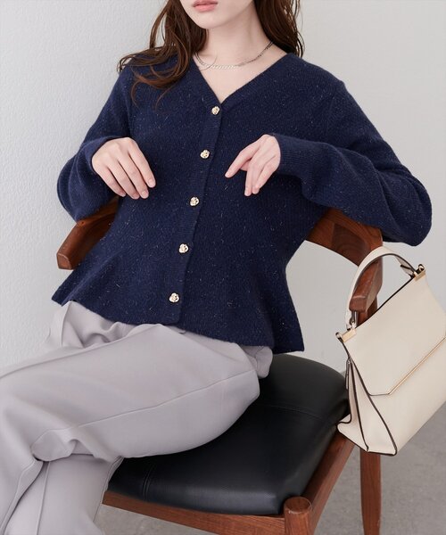 natural couture ニット セーター ラメペプラムニット レディース