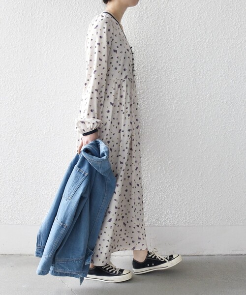 SHIPS any ワンピース any:「洗濯機可能」フラワー プリント ウエスト