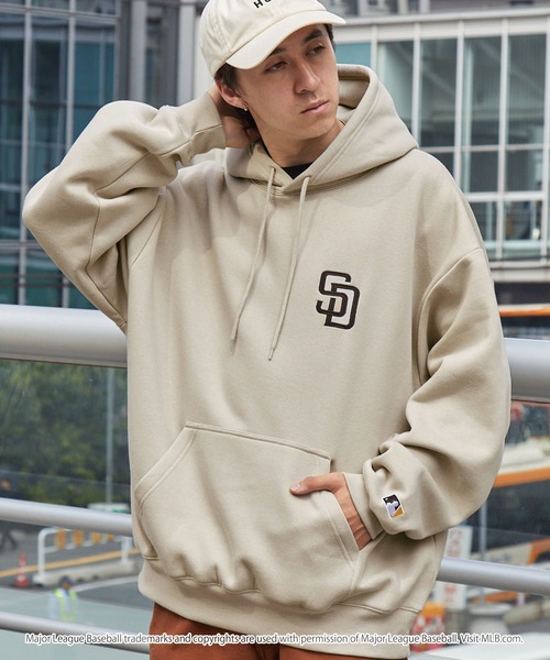 「MONO-MART」 「mlb」プルオーバーパーカー S ダークブラウン メンズ_画像2