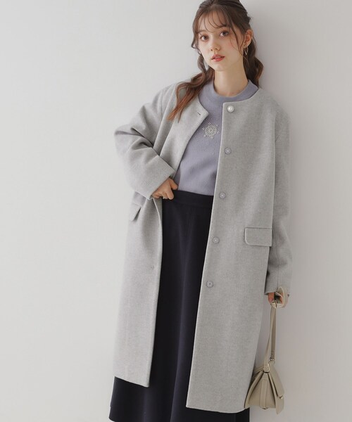 「couture brooch」 ノーカラーコート 42 ライトベージュ レディース_画像8