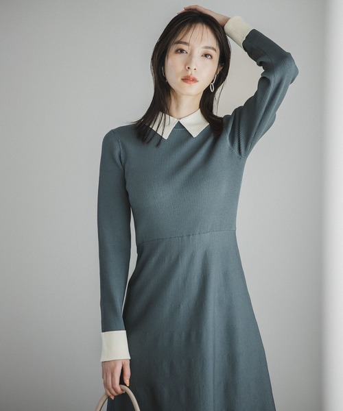 「Andemiu」 ニットワンピース FREE グリーン レディース_画像2