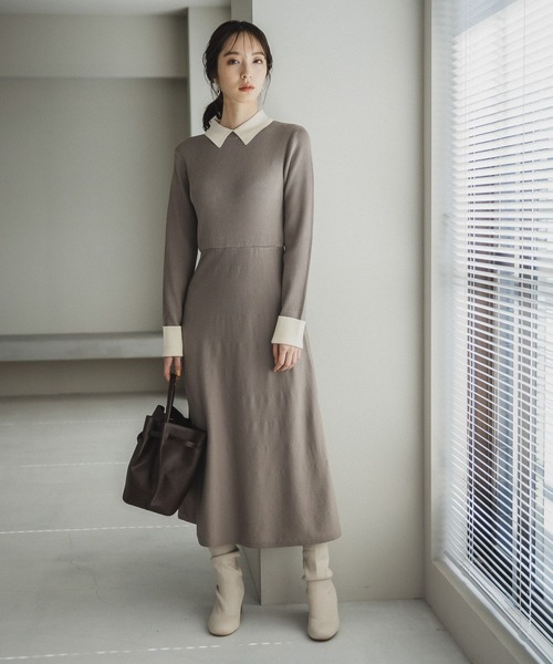 「Andemiu」 ニットワンピース FREE グリーン レディース_画像4