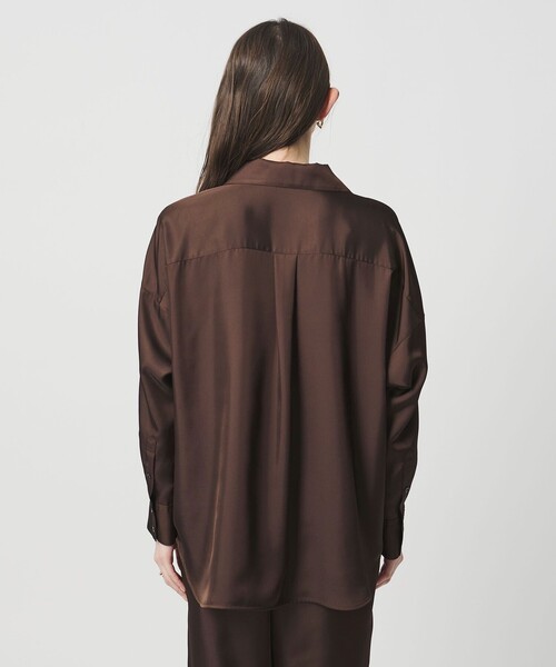 ユナイテッドアローズ　ブラウス　茶色　ブラウン　36 UNITED ARROWS（ユナイテッドアローズ） ブラウス シャツ シルクライク