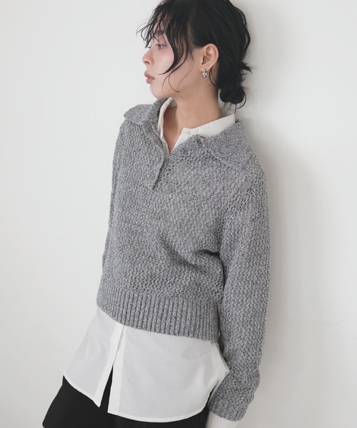 未使用 タグ付き Theory リネンメッシュ編み ポロニット size S LIAN（リアン） ニット セーター MIXメッシュポロニット レディース