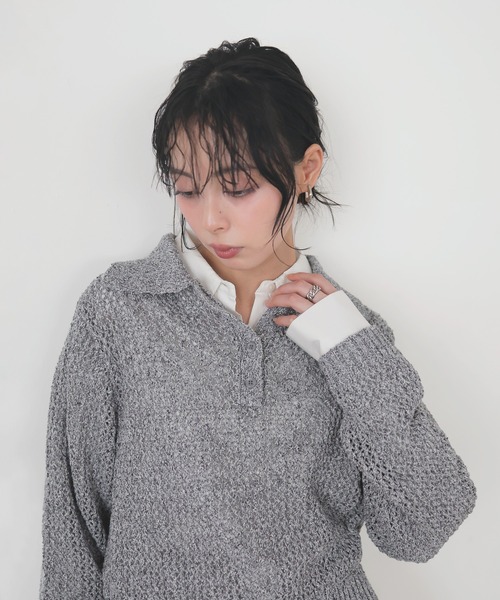 LIAN（リアン） ニット セーター MIXメッシュポロニット レディース