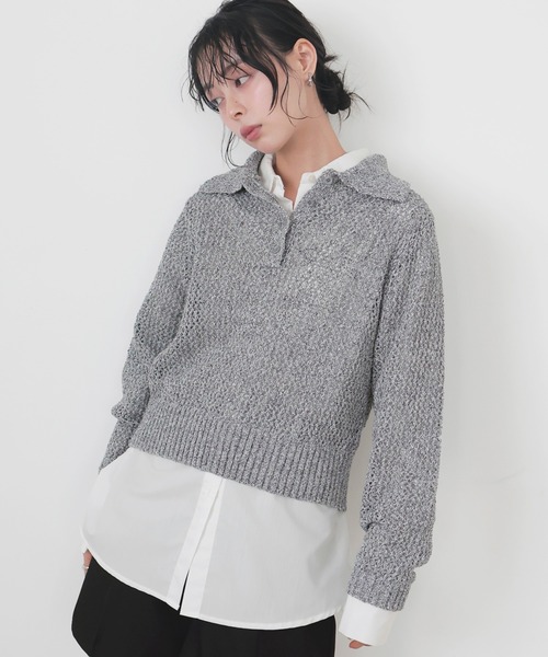 LIAN（リアン） ニット セーター MIXメッシュポロニット レディース