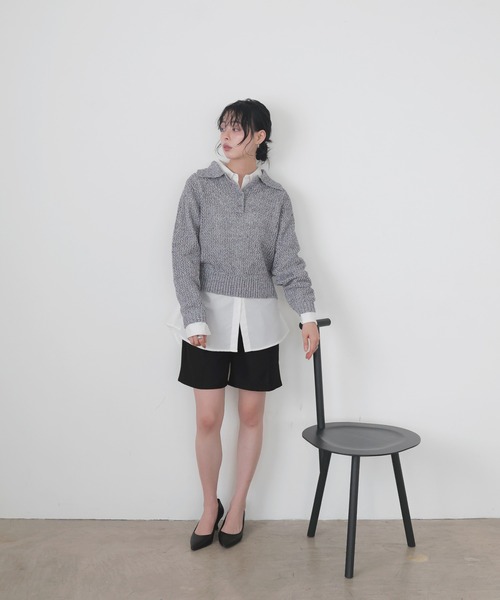LIAN（リアン） ニット セーター MIXメッシュポロニット レディース