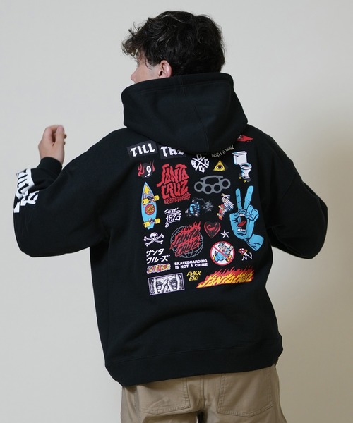 「SANTA CRUZ」 プルオーバーパーカー X-LARGE ライトブラック メンズ_画像9