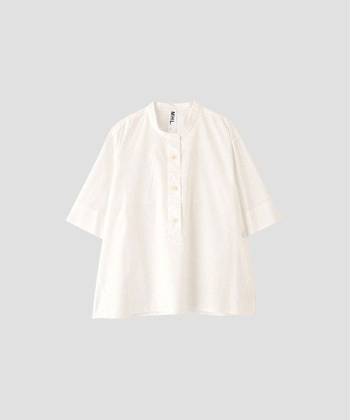 MHL.（エムエイチエル） ブラウス シャツ 半袖 COTTON RAMIE POPLIN
