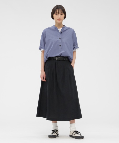 MHL.（エムエイチエル） ブラウス シャツ 半袖 COTTON RAMIE POPLIN