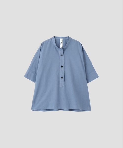 MHL.（エムエイチエル） ブラウス シャツ 半袖 COTTON RAMIE POPLIN