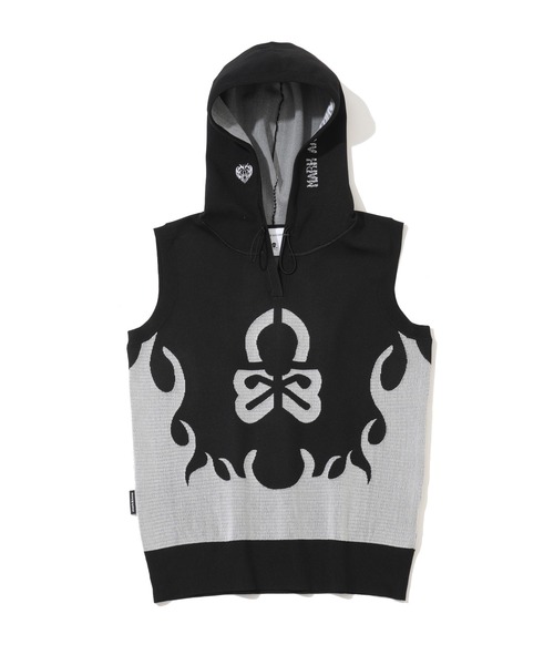ベスト ジレ Duel Hooded Knit Mesh Vest | WOMEN レディースの画像