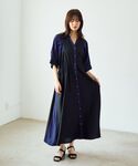 シャツワンピース 配色デザインシャツワンピースの詳細画像3