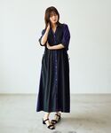 シャツワンピース 配色デザインシャツワンピースの詳細画像4