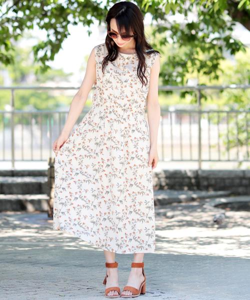 Girly Doll ワンピース 花柄 ノースリーブ ロングワンピース