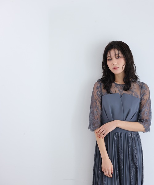 PourVous（プールヴー） ドレス 結婚式 パーティー ドレス ミモレ丈 と