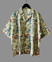 メンズ リーフ柄シャツ 総柄シャツ 半袖シャツ ルーズ J00262 joker シャツ 「JOKER」総柄プリント オーバーサイズオープン