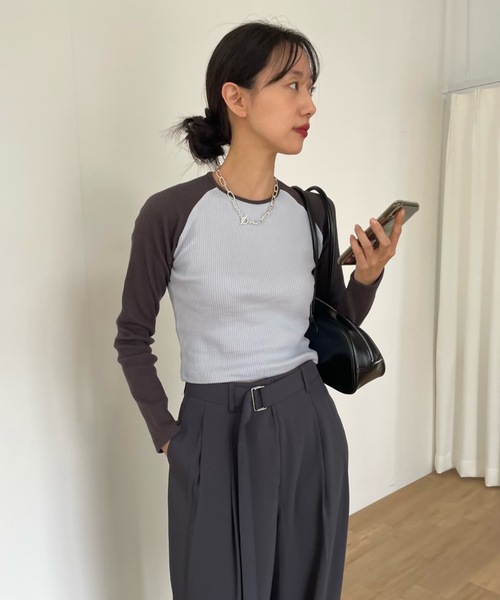tシャツ ラグランリブロンT レディース