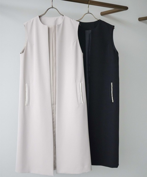 ベスト　ジレ kaene ベスト ジレ ハイストレッチパールジレ レディース