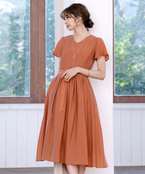 Tiaclasse ワンピース 「洗える」大人上品なシアータックワンピース