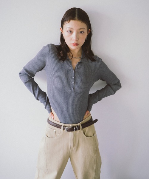 HANNE ポロシャツ ポロ ポロニットボディスーツ レディース