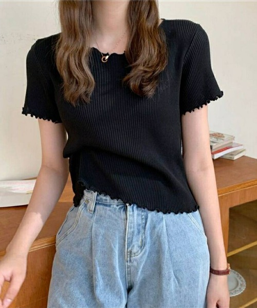 pumpkin port tシャツ Tシャツ リブ メローTシャツ レディース