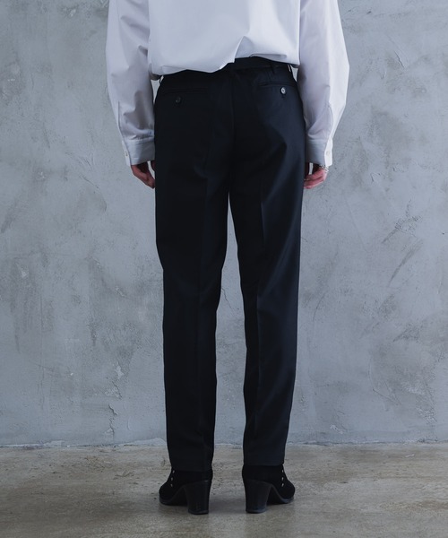 黒 スラックス プリーツ入り AROUND FLAVA スラックス pleats slacks / プリーツスラックス メンズ