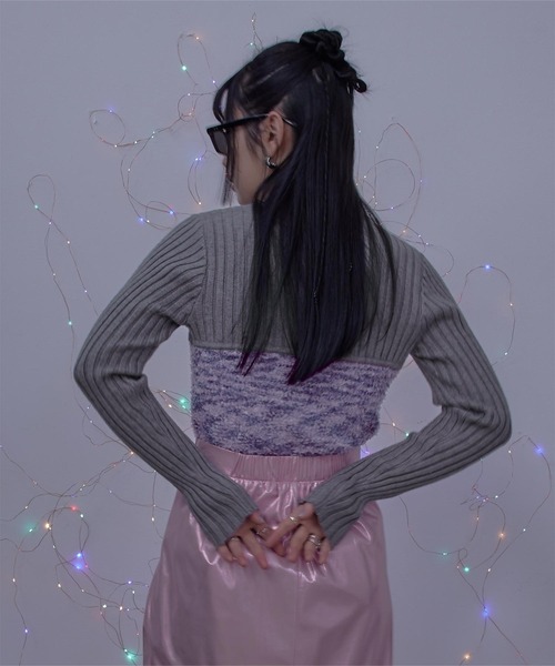 ミエット miette リボンヤーンビスチェ切替ニット （レッド） ミエット miette リボンヤーンビスチェ切替ニット （レッド