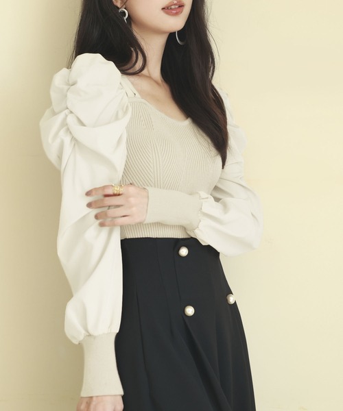 SAISON DE PAPILLON ニット セーター 異素材ドッキングニット