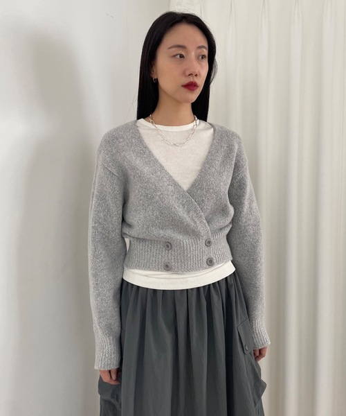 カーディガン 「DIDOT.」もっちり肉厚 ラッピング ニット カーディガン レディース