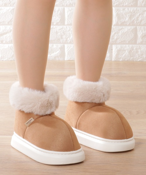 Lace Ladies（レースレディース） スリッパ スエード調 ファー付き