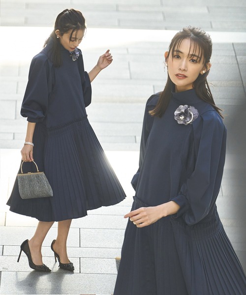 RUIRUE BOUTIQUE ワンピース インショルダータックスリーブ RUIRUE BOUTIQUE ワンピース インショルダータックスリーブ