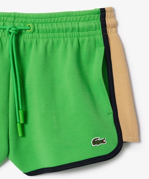 LACOSTE パンツ オーガニックコットン サイド切り替え鹿の子地
