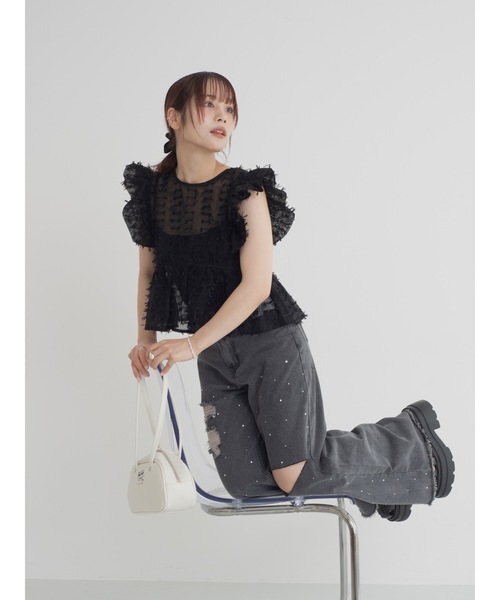 jumelle ブラウス シャツ ribbon fabric mini blouse レディース