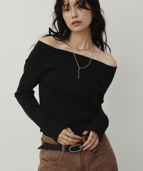 Aunt Marie's（アントマリーズ） tシャツ カップ付きオフショルリブ