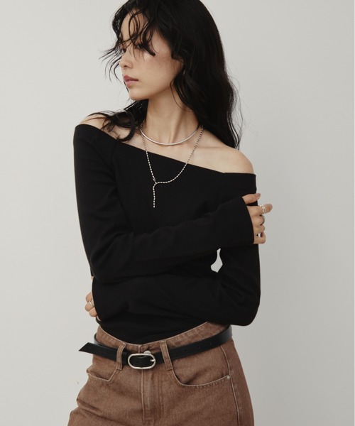Aunt Marie's（アントマリーズ） tシャツ カップ付きオフショルリブ