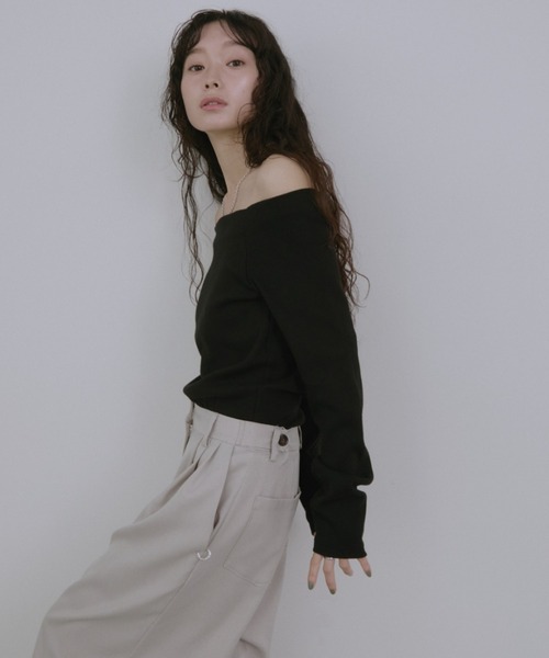 Aunt Marie's（アントマリーズ） tシャツ カップ付きオフショルリブ