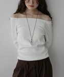 tシャツ カップ付きオフショルリブトップス/カ...の詳細画像4