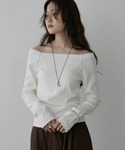 tシャツ カップ付きオフショルリブトップス/カ...の詳細画像5