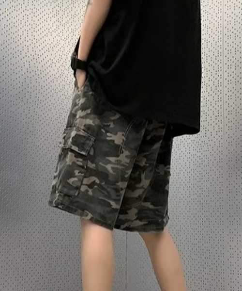 MGV カーゴパンツ 迷彩カーゴハーフパンツ メンズ レディース