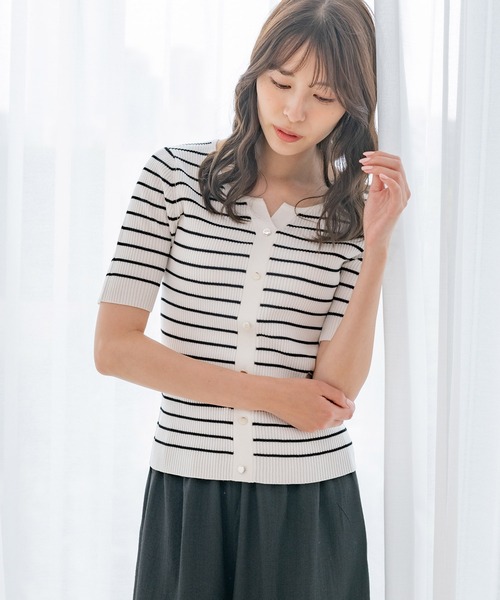 JAYRO tシャツ スリットネックリブ前ボタン プルオーバー