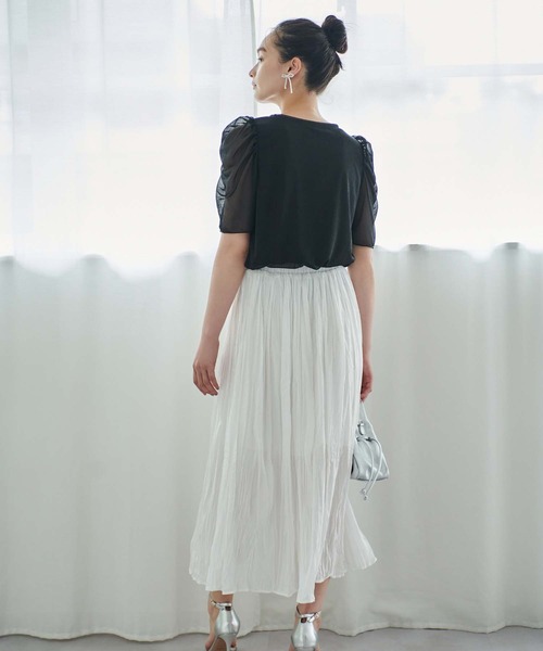 fifth ブラウス シャツ シアーラメパフスリーブトップス