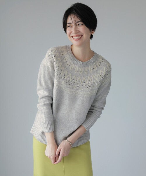 ニット セーター 「WEB限定カラーあり・洗える」FAIR ISLE ラウンドネック ニット レディース セール】【WEB限定カラーあり・洗える】FAIR ISLE ラウンド